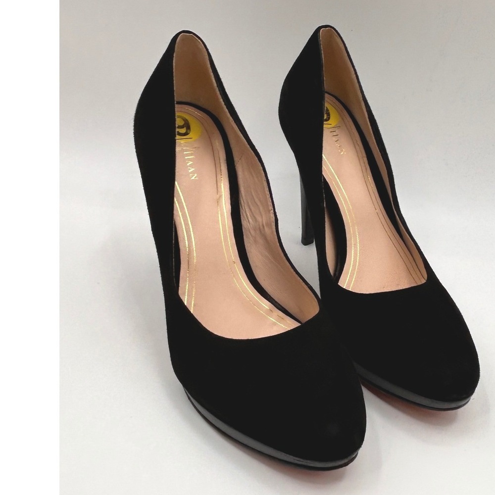 Cole Haan Nike Air Chelsea Black Suede Platform Pumps Heels Womens Size 9B - Picture 4 of 13